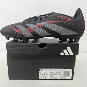 Adidas Predator Club FG/MG Soccer Cleats ID1325 Black Grey Red Men's Size 7.5
